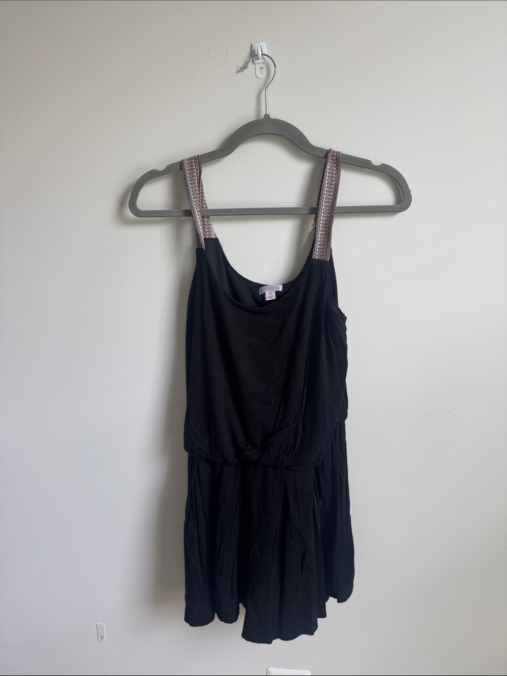 Xhilaration Black Romper with Pink Embellished Straps